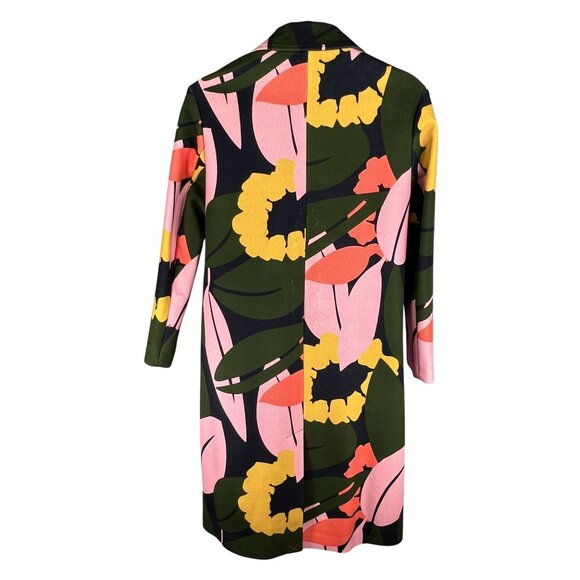 Boden Constance NWT Womens 10 Abstract Floral Wool Coat Bold Colorful Outerwear - Picture 2 of 16